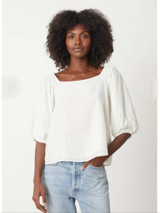 Velvet by Graham & Spencer Tops - Velvet by Graham & Spencer Jolene Silk Cotton White Top, M, Boho Luxe Bardot